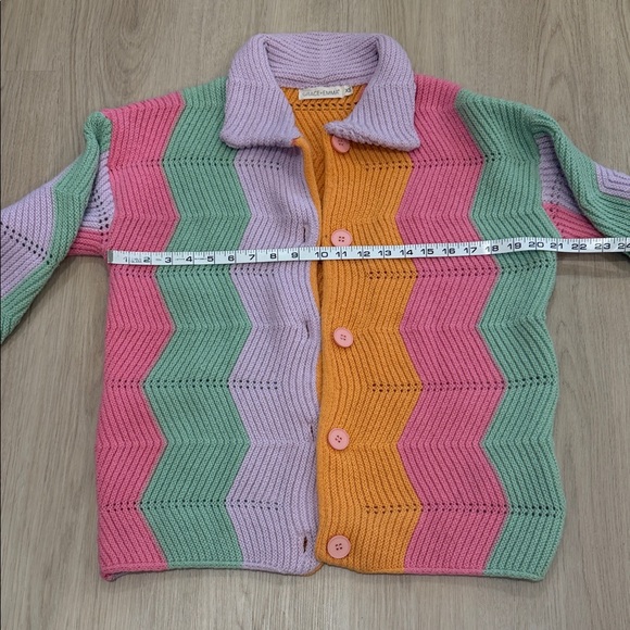 Grace and Emma XS Pastel Chevron Knit Button-Up Cardigan - Picture 5 of 7